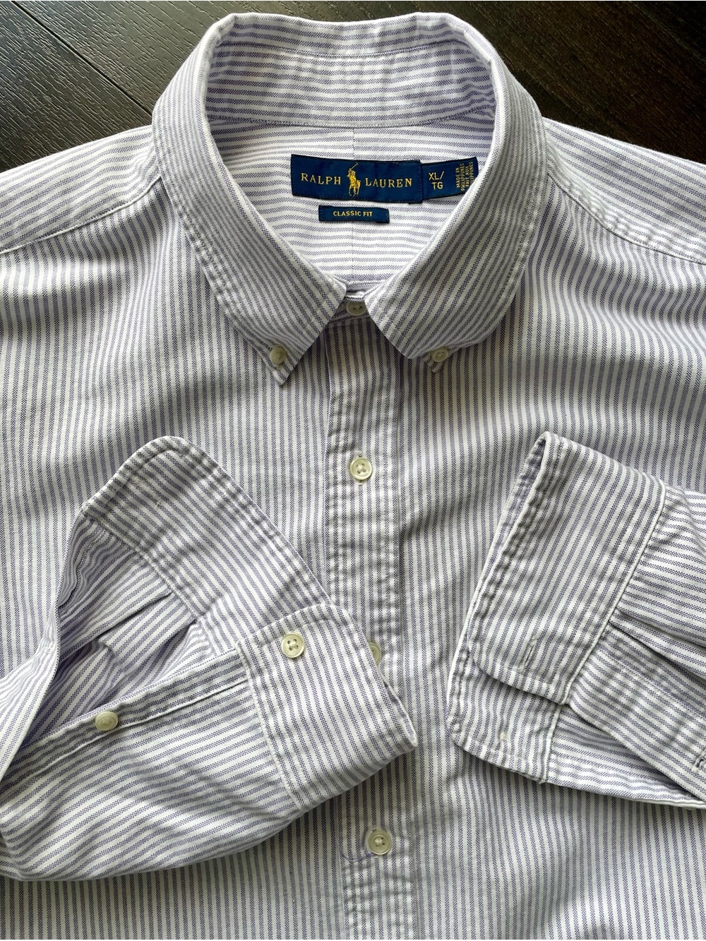 Ralph Lauren - all cotton striped Oxford shirt Size XL